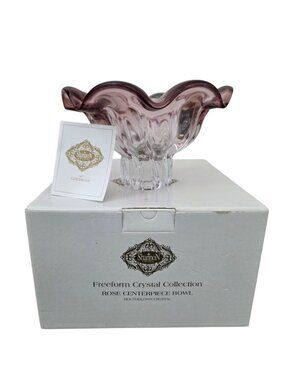 Shannon Crystal by Godinger Freeform Collection Rose (Amethyst) Centerpiece Bowl